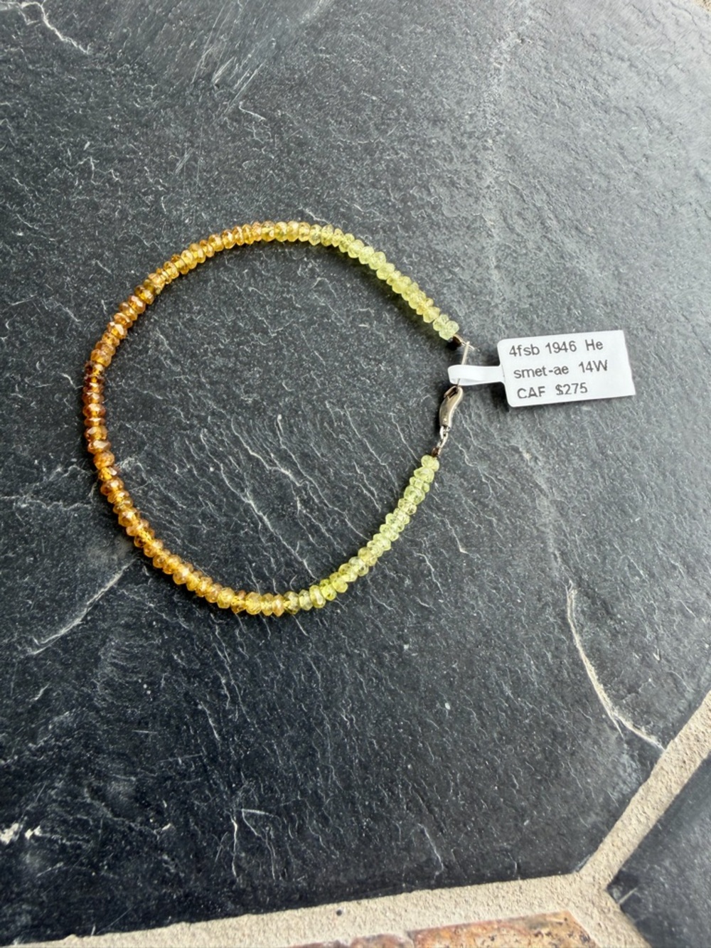 Green Hessonite Garnets Bead Bracelet - Women Jewelry 7”